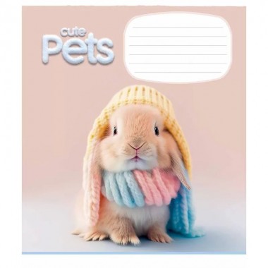 Тетрадь ученическая "Cute pets" 012-3253C-2 в косую линию, 12 листов