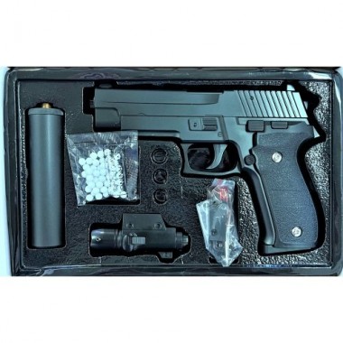 Игрушечный пистолет "Sig Sauer P226" с глушителем Galaxy G26A Металл, черный