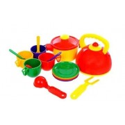 Детский игровой набор посуды с чайником и кастрюлей 70316, 16 предметов