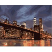Картина по номерам Идейка Городской пейзаж Ночной Нью-Йорк 40х50 см KHO2133