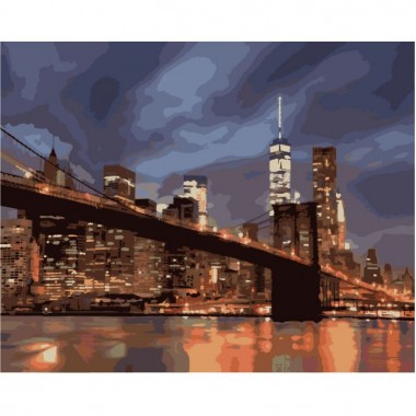 Картина по номерам Идейка Городской пейзаж Ночной Нью-Йорк 40х50 см KHO2133