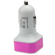 Автомобильный 2-USB адаптер 2.1А/1.0 А квадрат 97095 (Pink)