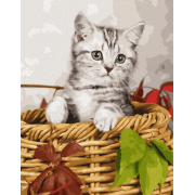 Картина по номерам. Brushme Котёнок в корзине GX26366