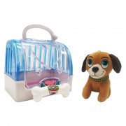 Собачка плюшевая в переноске Bambi DR5016, 12 см (Синий)