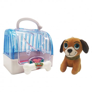 Собачка плюшевая в переноске Bambi DR5016, 12 см (Синий)
