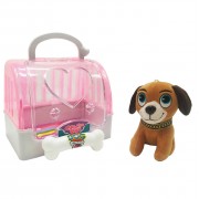 Собачка плюшевая в переноске Bambi DR5016, 12 см (Розовый)