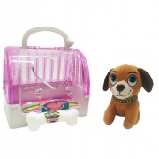 Собачка плюшевая в переноске Bambi DR5016, 12 см (Фиолетовый)
