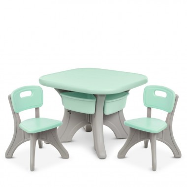 Детский столик с двумя стульями NEW TABLE-5 бежево-мятный