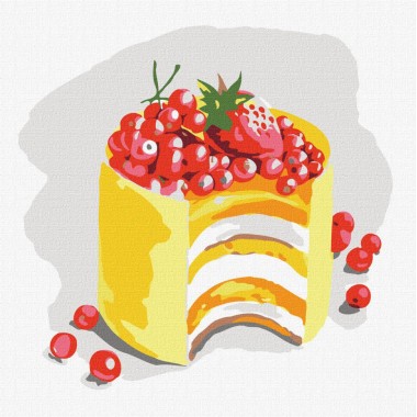 Картина по номерам Сочное пирожное Идейка KHO5630 25х25 см