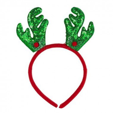 Ободок новогодний Оленьи рожки 2511(Green) 16,5х14,5 см