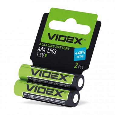 Батарейка щелочная Videx Alkaline LR03/AAA блистер 2 штуки минипальчики