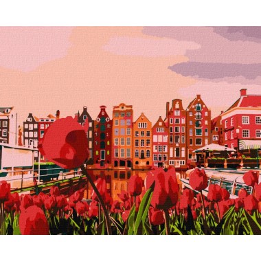 Картина по номерам Вечерний Амстердам Идейка KHO2863 40х50 см