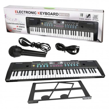 Синтезатор Bambi MQ-023UF 61 клавиша, 16тонов, FM, USB вход, микрофон, от сети