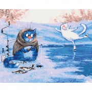 Картина по номерам Идейка Животные, птицы Зимняя рыбалка 40*50см KHO4084