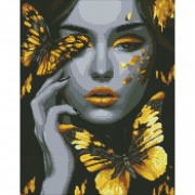Алмазная мозаика "Девушка с золотыми бабочками" AMO7723 40х50 см