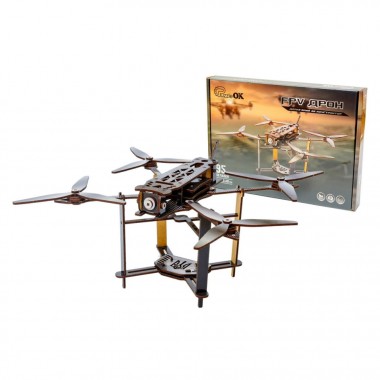 Деревянный 3D конструктор FPV дрон Puz-00923, 95 деталей