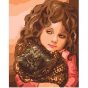 Картина по номерам Идейка Дети Малышка с котенком 40*50см KHO2307