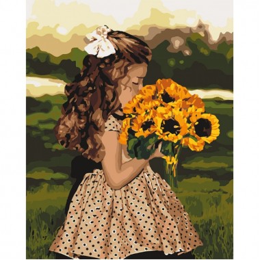 Картина за номерами. "Дівчинка з соняшниками" KHO4662, 40х50 см