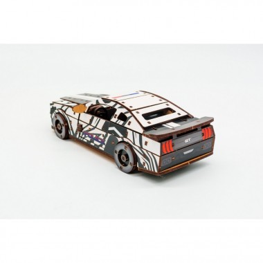 Деревянный 3D конструктор Muscle car GT Puz-00639, 162 детали, белый