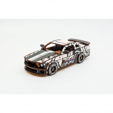 Деревянный 3D конструктор Muscle car GT Puz-00639, 162 детали, белый
