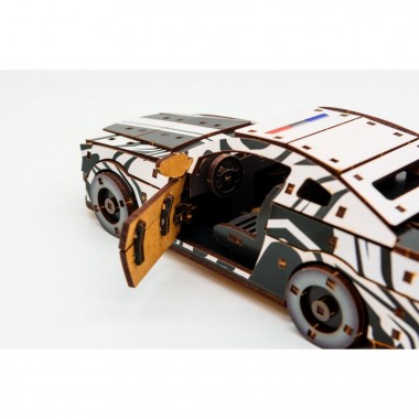Деревянный 3D конструктор Muscle car GT Puz-00639, 162 детали, белый