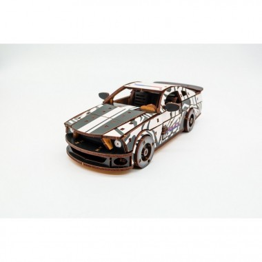 Деревянный 3D конструктор Muscle car GT Puz-00639, 162 детали, белый