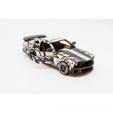 Деревянный 3D конструктор Muscle car GT Puz-00639, 162 детали, белый