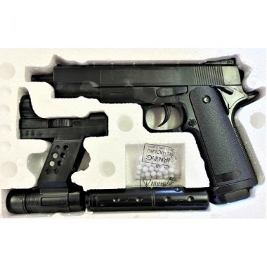 Игрушечный пистолет Beretta 92 с глушителем и лазарным прицелом Galaxy G053A Пластиковый