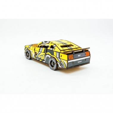 Деревянный 3D конструктор Muscle car GT Puz-00638, 162 детали, желтый