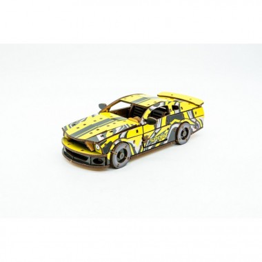 Деревянный 3D конструктор Muscle car GT Puz-00638, 162 детали, желтый