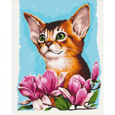 Картина по номерам Котик в цветах Brushme BS53585 40х50 см