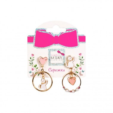 Детские серьги "Fashion Котики" T24633 розовые