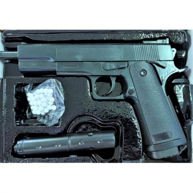 Детский пистолет Colt 1911 с глушителем Galaxy G053B Пластиковый