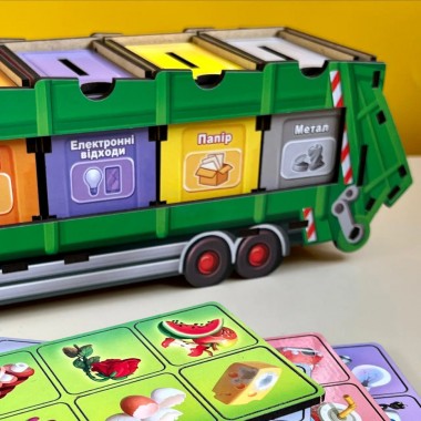 Настольная развивающая игра Сортировка мусора: мусоровоз Ubumblebees (ПСФ129) PSF129 комодик