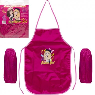 Фартук детский с нарукавниками для девочек CR5530(Pink) 54х37 см (91392)