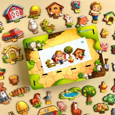 Настольная развивающая игра Панорама: ферма Ubumblebees (ПСФ130) PSF130 с карточками