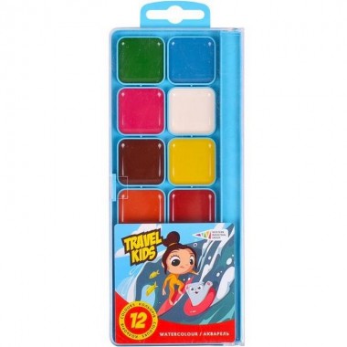 Детская акварель "Travel Kids" 312084/TK 12 цветов, медовая, 19х7 см