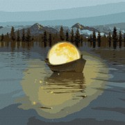 Картина по номерам Лунная лодка с красками металик Идейка KHO5031 50х50 см