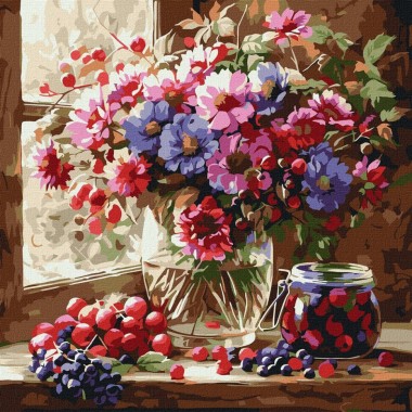 Картина по номерам "Букет и фрукты" ©art_selena_ua KHO5728, 40х40 см