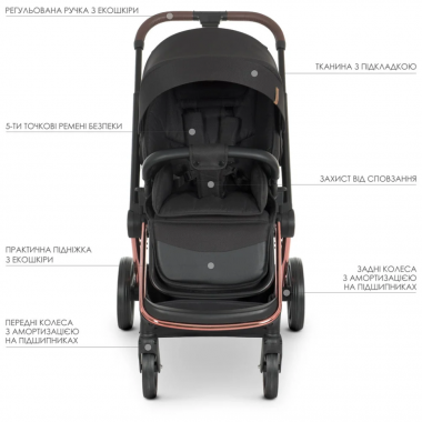 Коляска детская универсальная 2в1 EL CAMINO ME 1091-RG Black