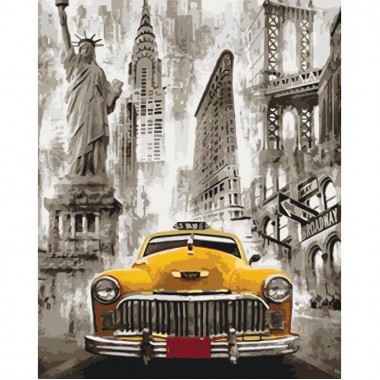 Картина по номерам Идейка Городской пейзаж Такси Нью-Йорка 40*50см KHO3506