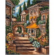 Картина по номерам Идейка Городской пейзаж Цветущий переулок 40*50см KHO3552