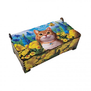 Деревянная шкатулка Рыжий котик Ubumblebees (ПСФ152) PSF152 купюрница