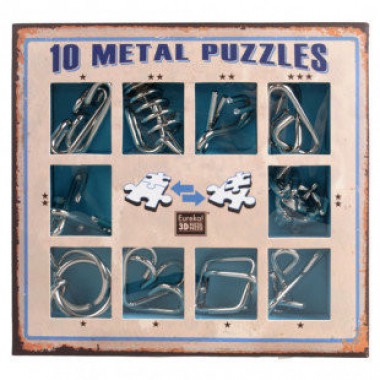 Набор головоломок 10 Metall Puzzles blue Eureka 3D Puzzle 473356, 10 головоломок