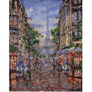 Картина по номерам Идейка Городской пейзаж Улицами вечернего Парижа 40*50см * KHO3516