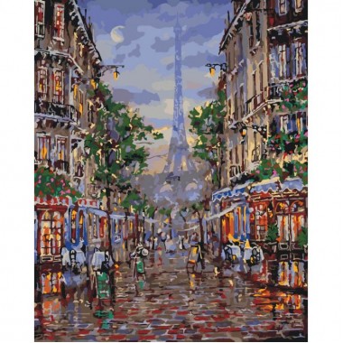 Картина по номерам Идейка Городской пейзаж Улицами вечернего Парижа 40*50см * KHO3516