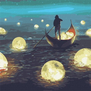 Картина по номерам Лунная гавань с красками металик Идейка KHO5040 50х50 см