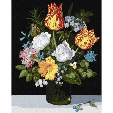 Картина за номерами  "Натюрморт з квітами в склянці" ©Ambrosius Bosschaert de Oude Ідейка KHO3223 40х50 см