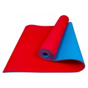 Коврик для йоги и фитнеса EasyFit TPE+TC 6 мм двухслойный красный-голубой