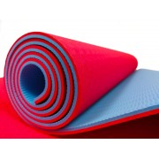 Коврик для йоги и фитнеса EasyFit TPE+TC 6 мм двухслойный красный-голубой